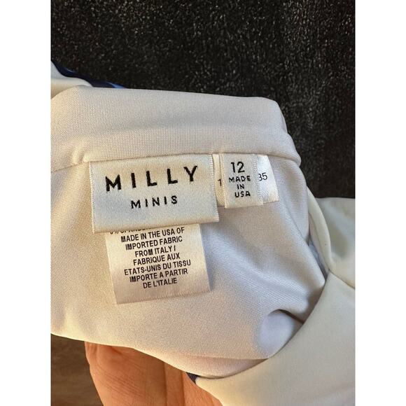 Milly Minis One Piece Swimsuit White Wavy Rainbow Stripe Made in USA Size 12 - Picture 7 of 9